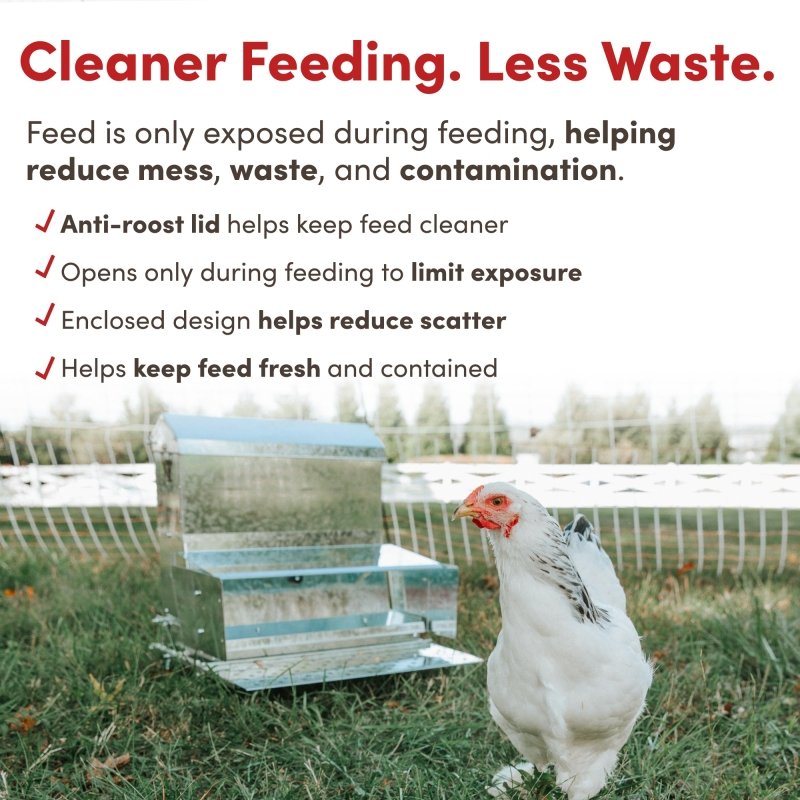 Treadle feeder keeps feed clean and reduces waste