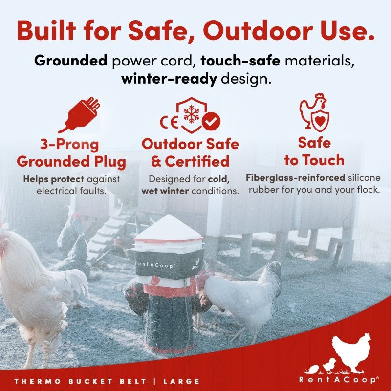 Thermo Bucket Belt grounded plug and outdoor-safe design