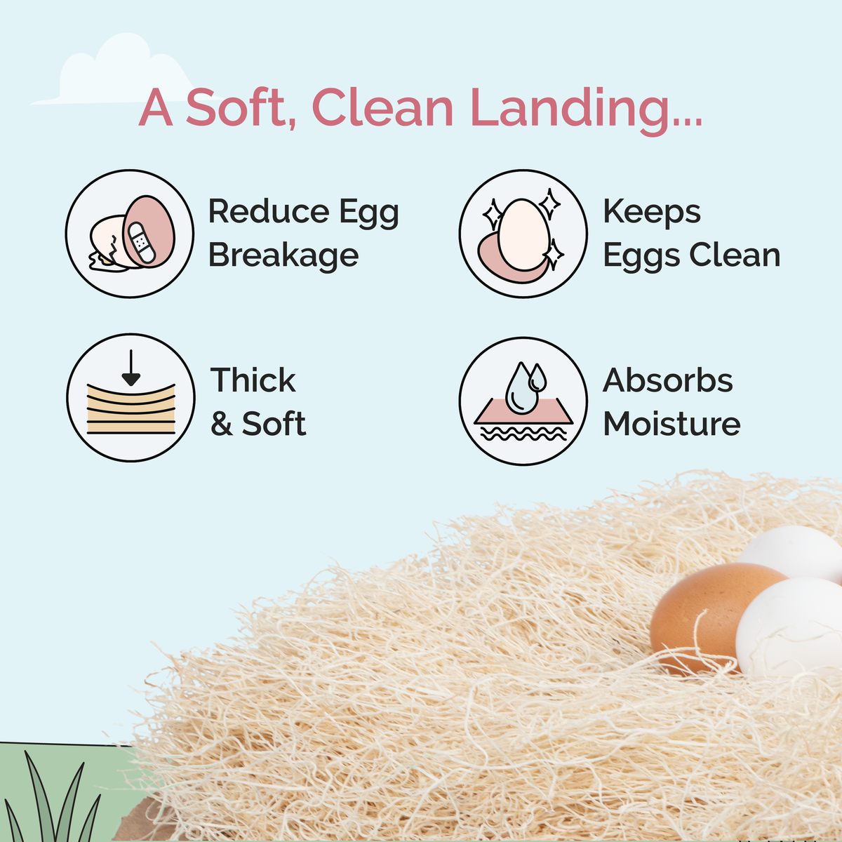Nesting pads reduce egg breakage, keep eggs clean and absorb moisture