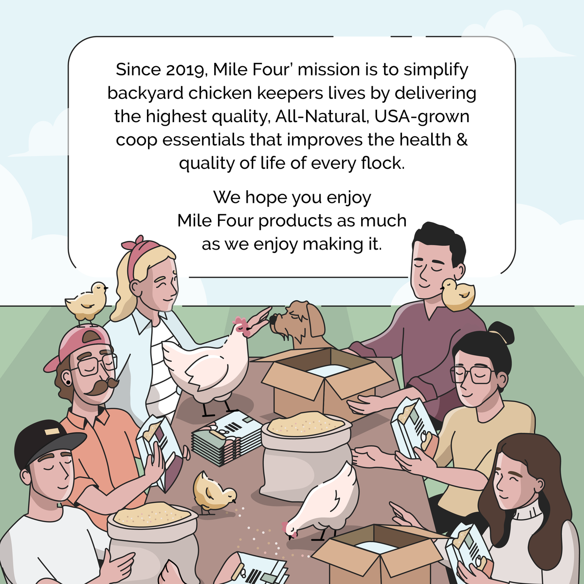 Mile Four family-owned company mission illustration