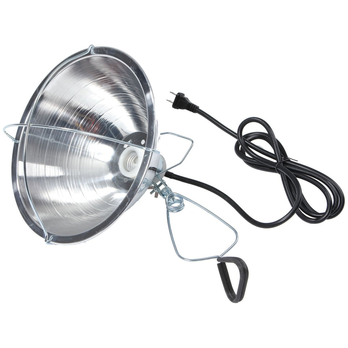 Clamp-on brooder heat lamp with aluminum reflector and cord