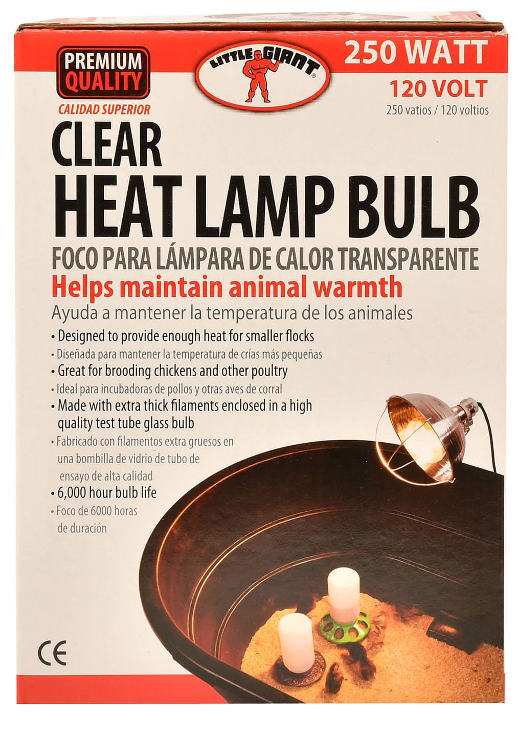Clear 250 watt heat lamp bulb box for keeping chicks warm