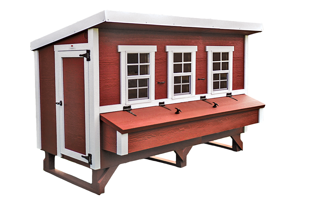 XL red and white chicken coop for up to 20 chickens