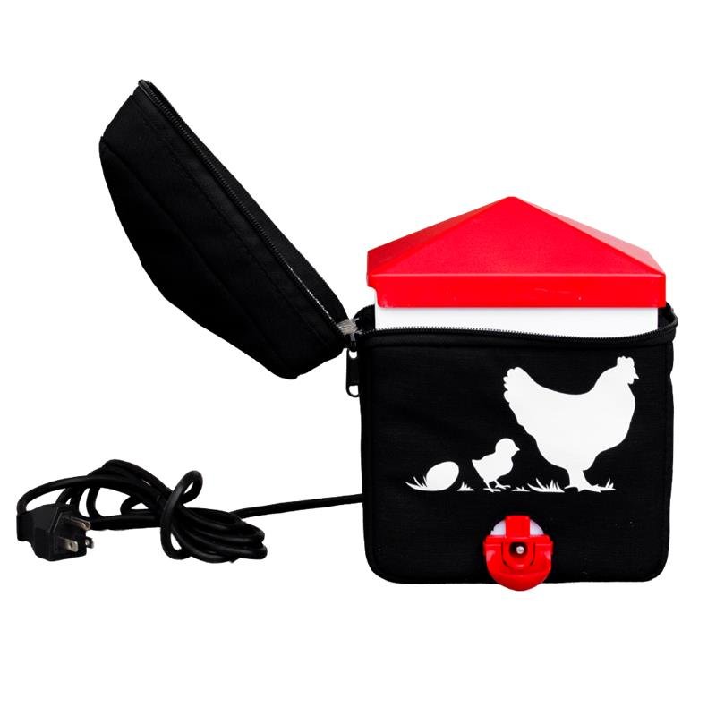 RentACoop Zero Chill 64 oz heated chicken drinker with insulated cover