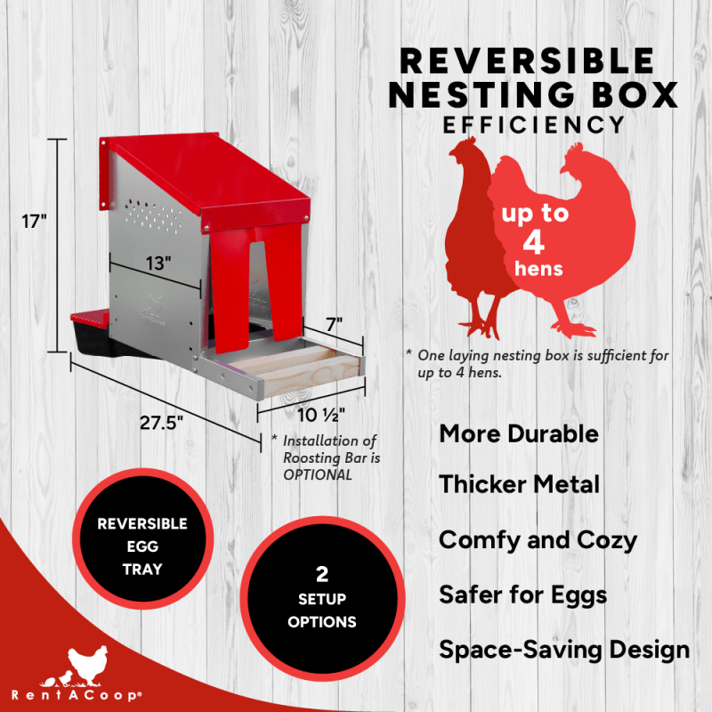 Reversible nesting box efficiency dimensions, fits up to 4 hens