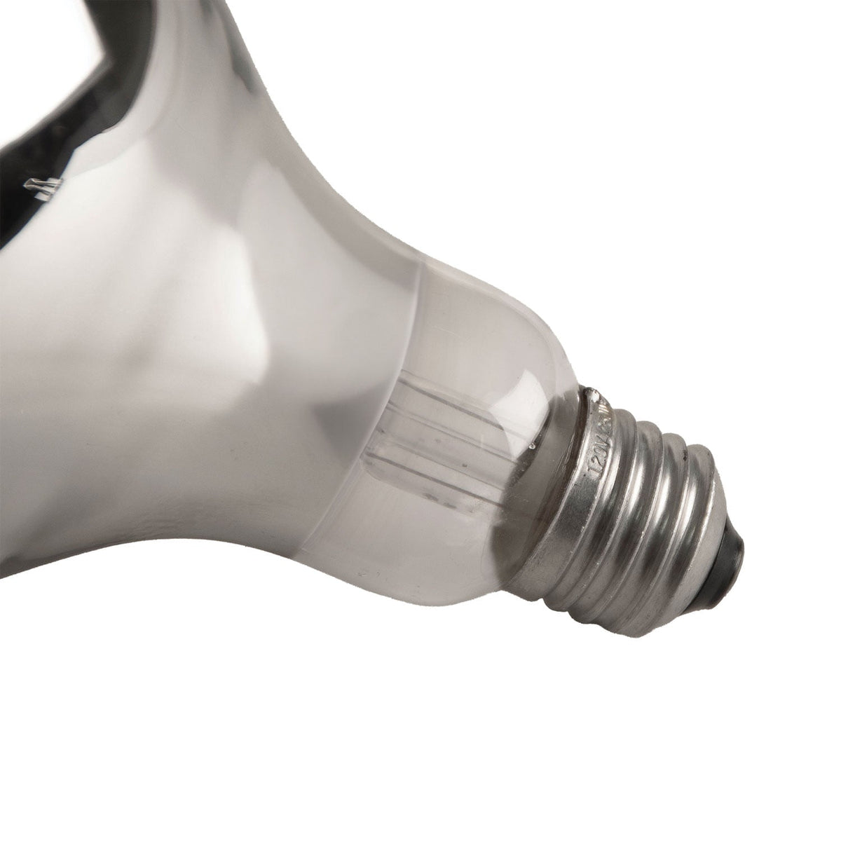 Side view of a clear 250 watt heat lamp bulb