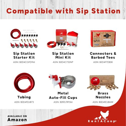 RAC Paws DIY Sip Station Watering System Mini Kit; includes Tubing, Brass Nozzles, Metal Auto-Fill Cups, Tubing Adaptors, T-Connectors, and 64oz bottle; Great for Rabbits, Guinea Pigs, and More
