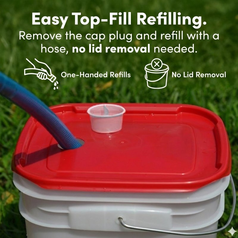 RentACoop Chicken Feeder & Waterer Set– 25lb No-Waste Feeder with 4 Large Ports + 5-Gallon Waterer with Auto-Fill Cups & Horizontal Nipples