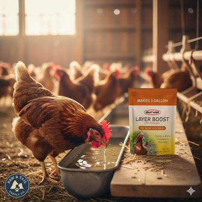 Durvet Layer Boost Omega-3 Poultry 4g 40-Pack Vitamins Electrolytes Laying Hens