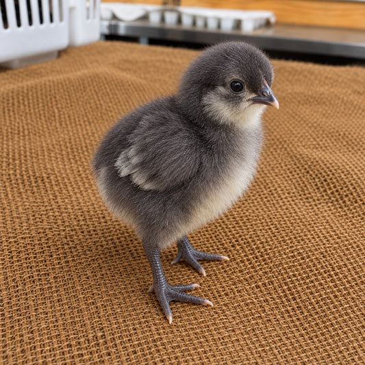 Illustration of a day-old Ameraucana chick. Real photo coming soon.